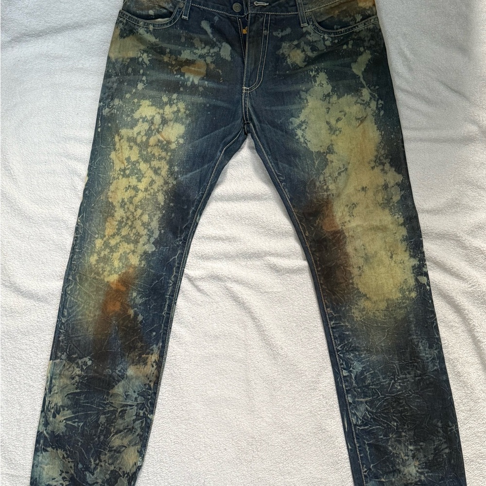 Robin's Jean Distressed Blue and Tan Men's Jeans